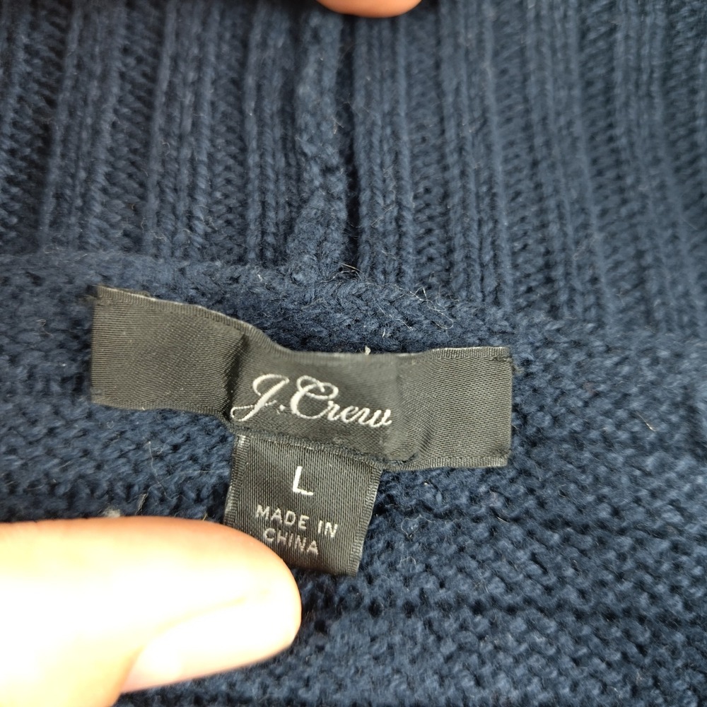 J.Crew Womens Navy Blue 100% Cotton Ribbed Open Front Longline Cardigan Large